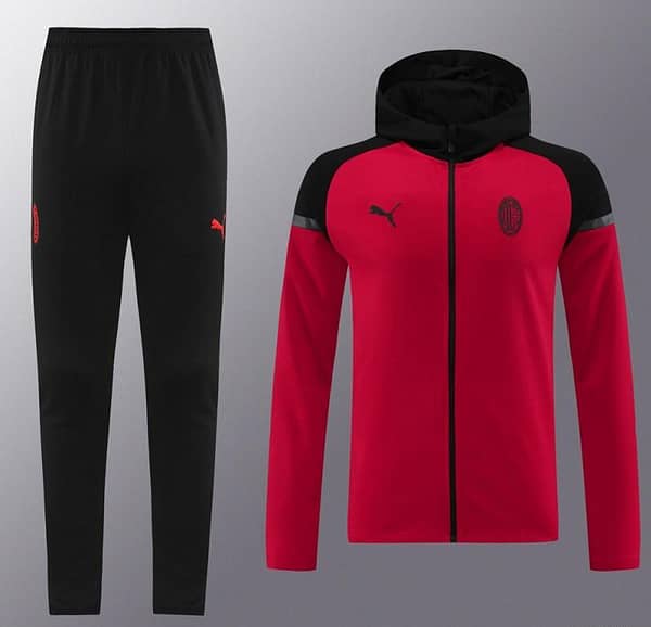 24/25 AC Milan Red/Black Hoodie Full Zipper Jacket +Long Pants - Image 17