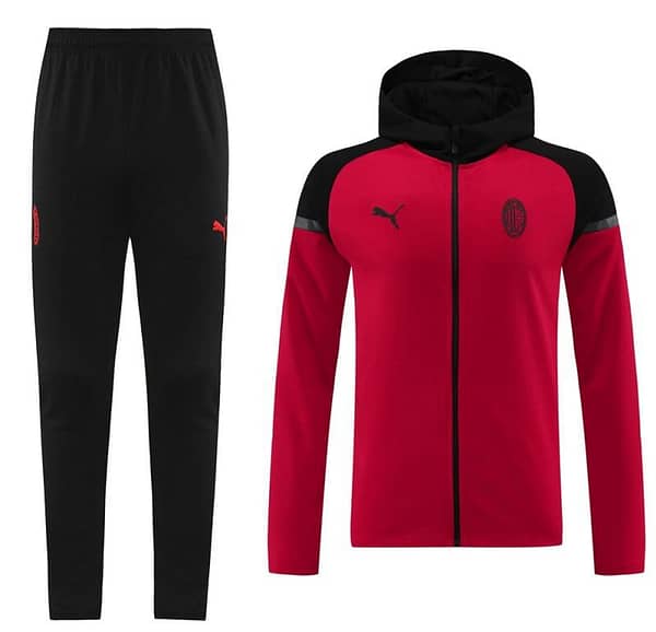 24/25 AC Milan Red/Black Hoodie Full Zipper Jacket +Long Pants - Image 18