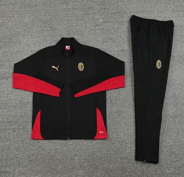 24/25 AC Milan Black/Red Full Zipper Jacket +Long Pants - Image 13