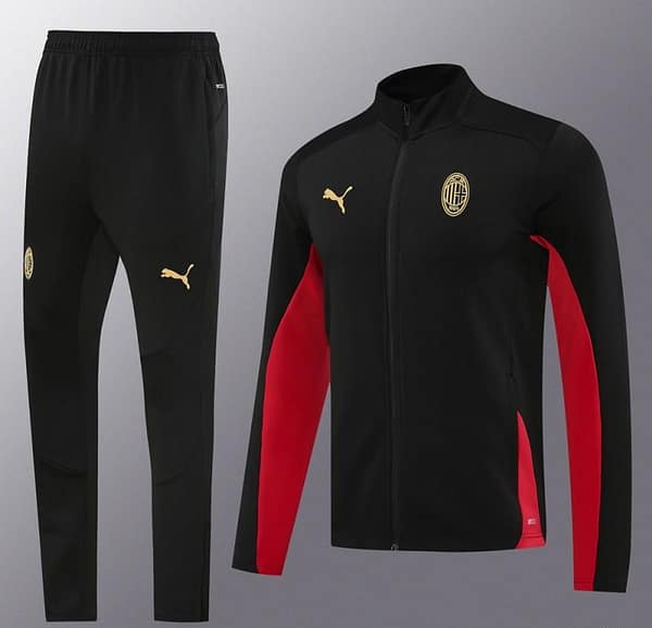 24/25 AC Milan Black/Red Full Zipper Jacket +Long Pants - Image 16