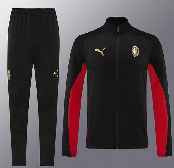 24/25 AC Milan Black/Red Full Zipper Jacket +Long Pants - Image 17