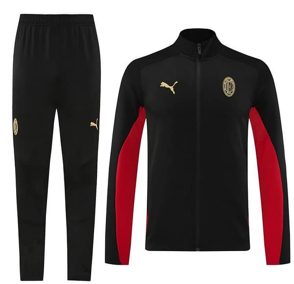 24/25 AC Milan Black/Red Full Zipper Jacket +Long Pants - Image 18