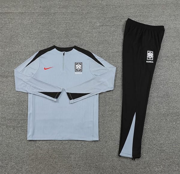2024 South Korea Grey Half Zipper Jacket+Long Pants - Image 12