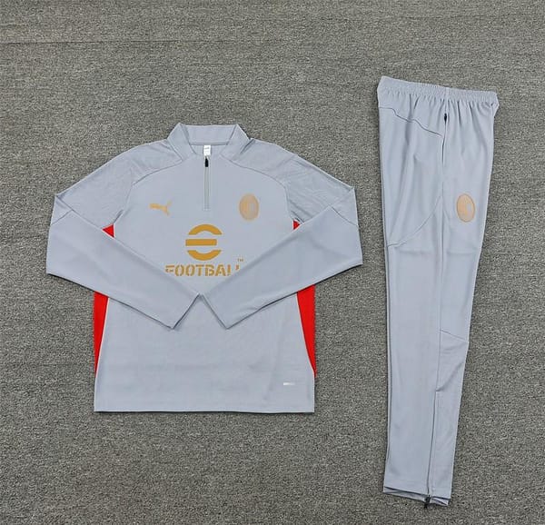 24/25 AC Milan Grey Half Zipper Jacket+Long Pants - Image 15
