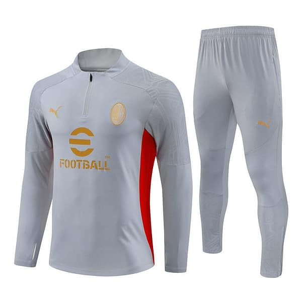 24/25 AC Milan Grey Half Zipper Jacket+Long Pants - Image 18