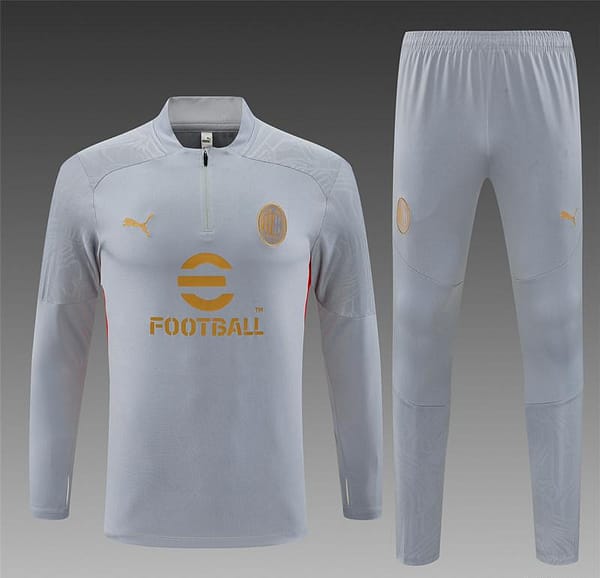 24/25 AC Milan Grey Half Zipper Jacket+Long Pants - Image 19