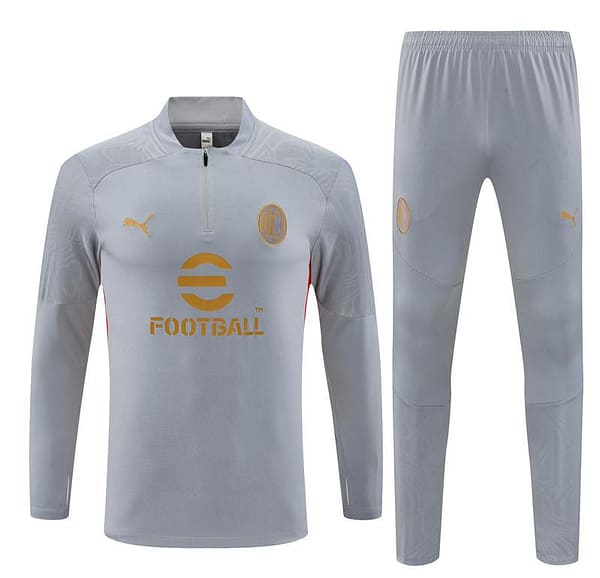 24/25 AC Milan Grey Half Zipper Jacket+Long Pants - Image 20