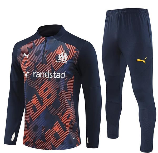 24/25 Olympique Marseille Navy Mixed Color Half Zipper Jacket+Long Pants - Image 18