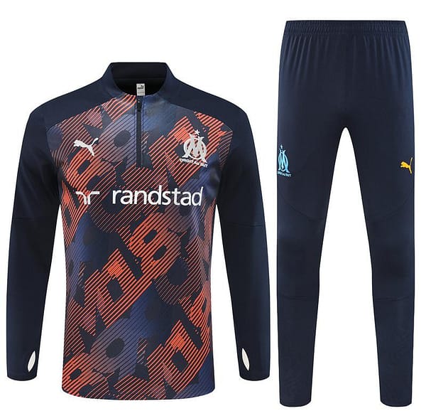 24/25 Olympique Marseille Navy Mixed Color Half Zipper Jacket+Long Pants - Image 20