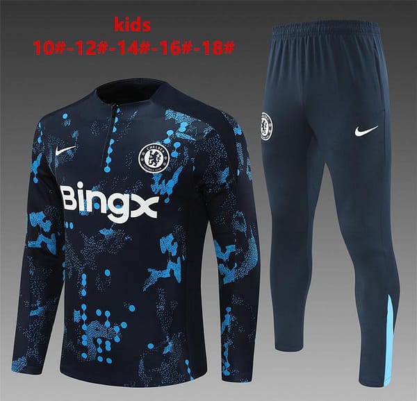 24/25 Kids Chelsea Navy Half Zipper Jacket+Long Pants