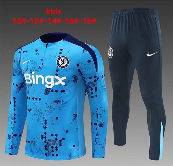 24/25 Kids Chelsea Blue Half Zipper Jacket+Long Pants