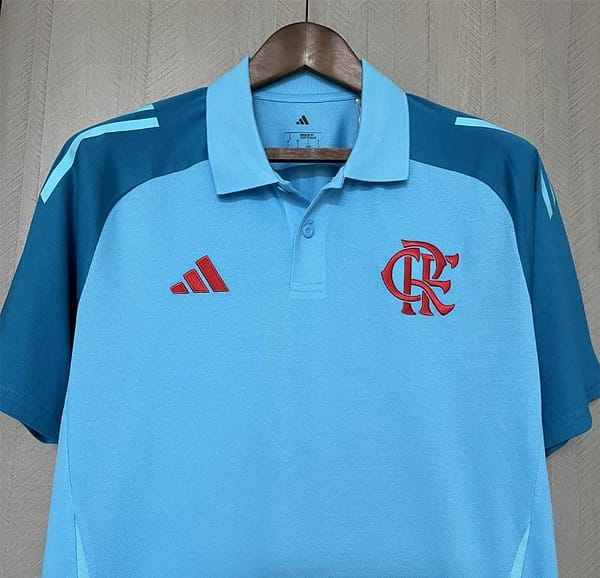 25/26 Flamengo Light Blue Polo Jersey S-XXXXL - Image 3