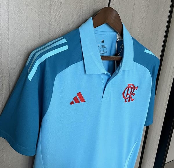 25/26 Flamengo Light Blue Polo Jersey S-XXXXL - Image 6