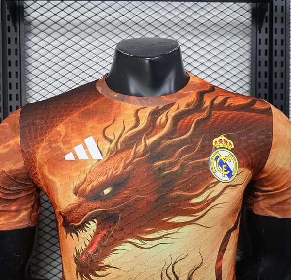 Player Version 25/26 Real Madrid NA ZHA Orange with Dragon Warrior Jersey - Image 3