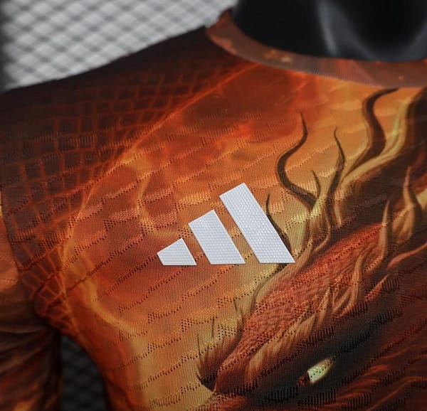 Player Version 25/26 Real Madrid NA ZHA Orange with Dragon Warrior Jersey - Image 8