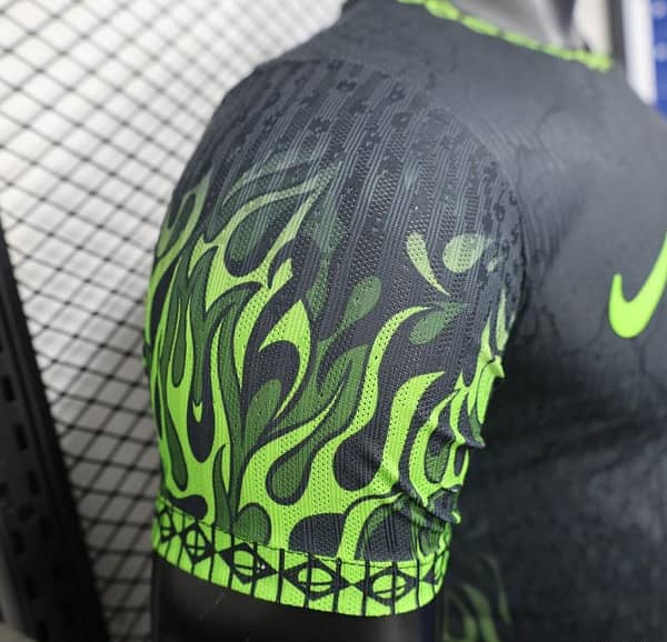 Player Version 2025 Brazil Dark Grey with Neon Green Flame Jersey - Image 8
