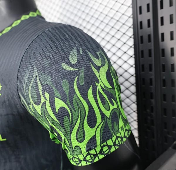 Player Version 2025 Brazil Dark Grey with Neon Green Flame Jersey - Image 9