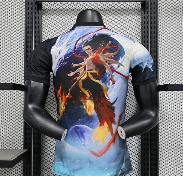 Player Version 2025 Japan NA ZHA Black with Fire & Ice Warrior Jersey - Image 4
