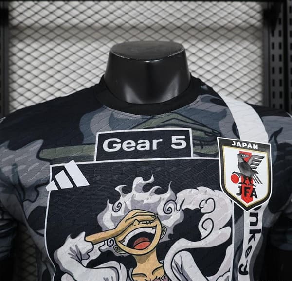 Player Version 2025 Japan National Team Black with One Piece Gear 5 Luffy Design Jersey - Image 3