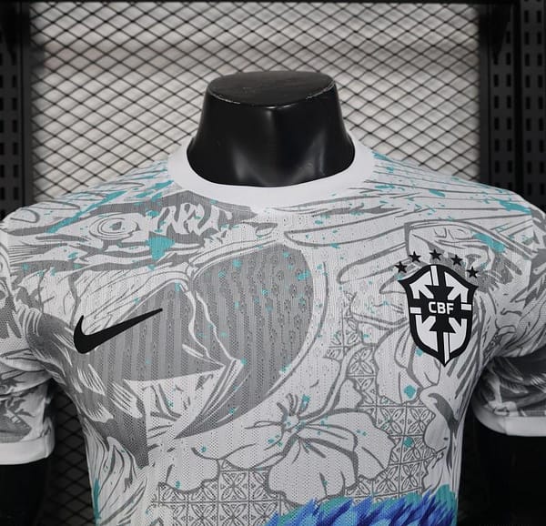 Player Version 2025 Brazil White with Blue Macaw Jersey - Image 3