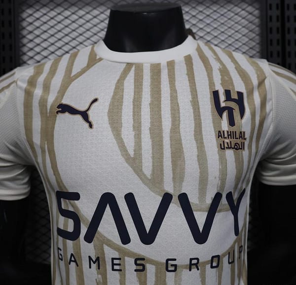 Player Version 25/26 Al Hilal White with Gold Stripes Jersey - Image 3