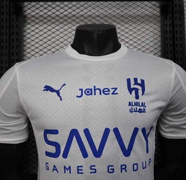 Player Version 25/26 Al-Hilal Away White with Blue Details and SAVVY Games Group Sponsor Jersey - Image 3