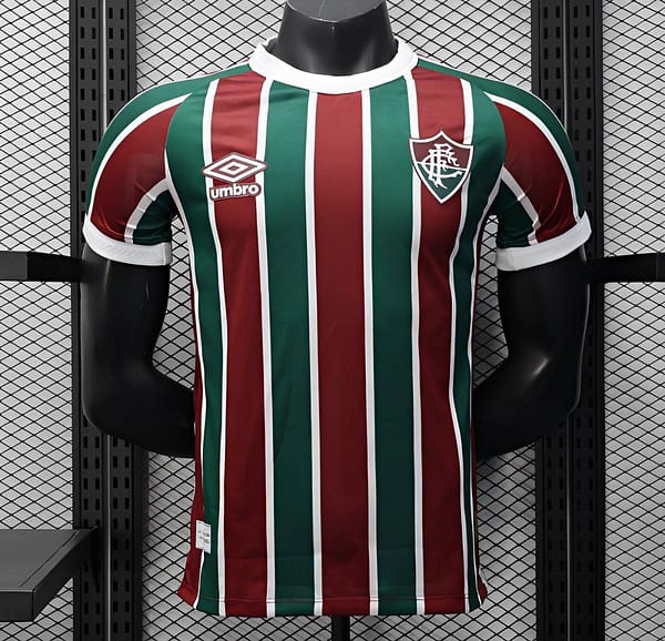 Player Version 25/26 Fluminense Green and Burgundy Vertical Striped with White Trim Jersey