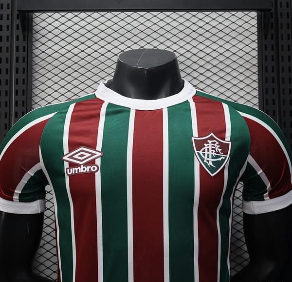 Player Version 25/26 Fluminense Green and Burgundy Vertical Striped with White Trim Jersey - Image 3