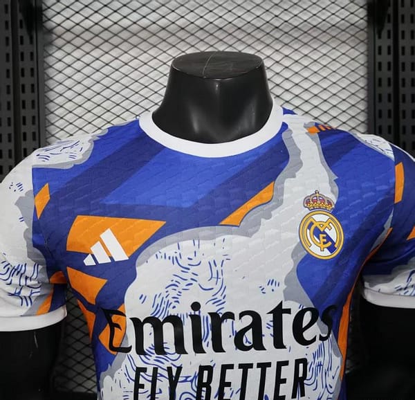 Player Version 25/26 Real Madrid Limited Edition Blue Orange Abstract Pattern Jersey - Image 3