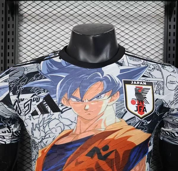 Player Version 2025 Japan White with Dragon Ball Goku Graphic Jersey - Image 3