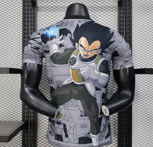 Player Version 2025 Japan National Team Dragon Ball Z Vegeta Grey with Anime Graphic Jersey - Image 4