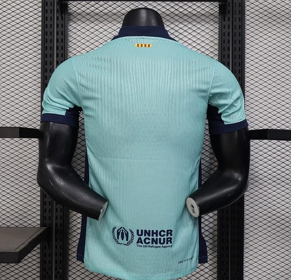 Player Version 25/26 Barcelona Blue 125Th Anniversary Mint Green Jersey with Navy Blue Stripe and Spotify Sponsor - Image 6