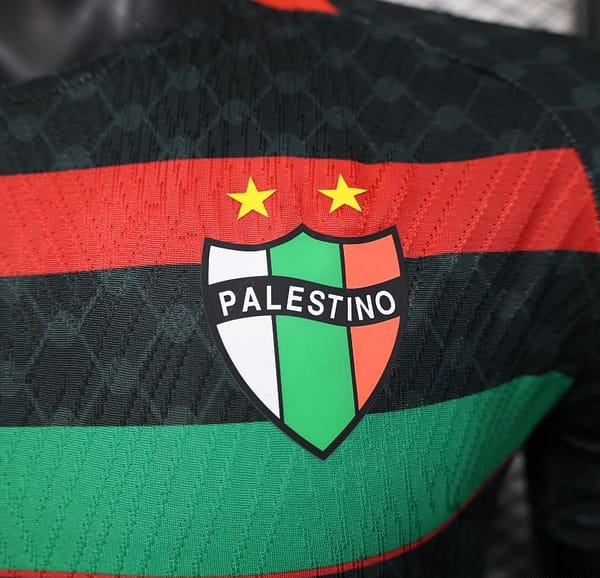 Player Version 25/26 CD Palestino Away Black Jersey with Red-Green Stripes and Bank of Palestine Sponsor - Image 8