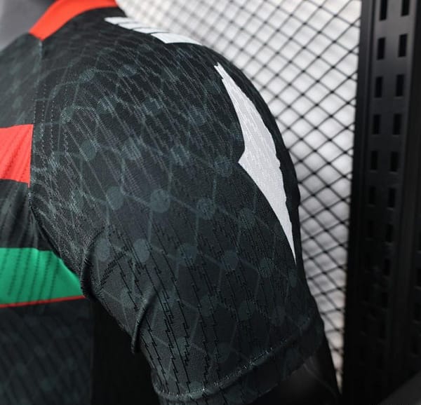 Player Version 25/26 CD Palestino Away Black Jersey with Red-Green Stripes and Bank of Palestine Sponsor - Image 10