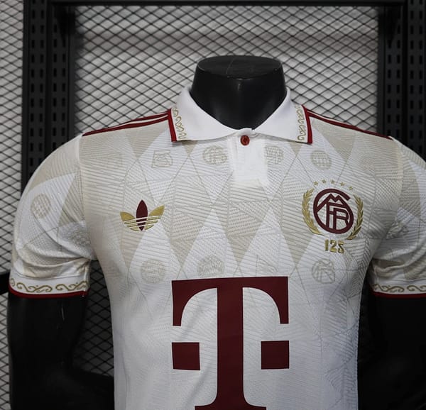 25/26 Player Version Bayern Munich White Diamond Pattern POLO Special Jersey - Image 2