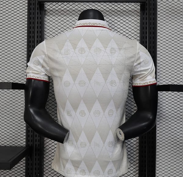 25/26 Player Version Bayern Munich White Diamond Pattern POLO Special Jersey - Image 6