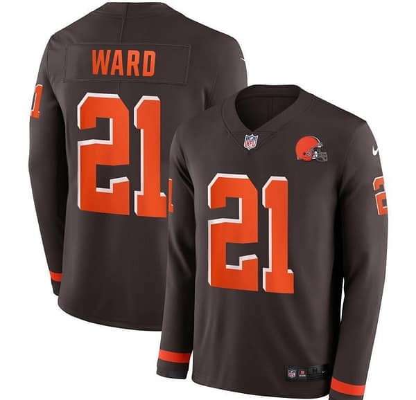 Men's Denzel Ward Black Therma Long Sleeve Player Limited Team Jersey