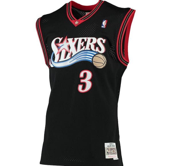 Men's Allen Iverson Black 2000-01 Retro Classics Team Jersey - Image 3
