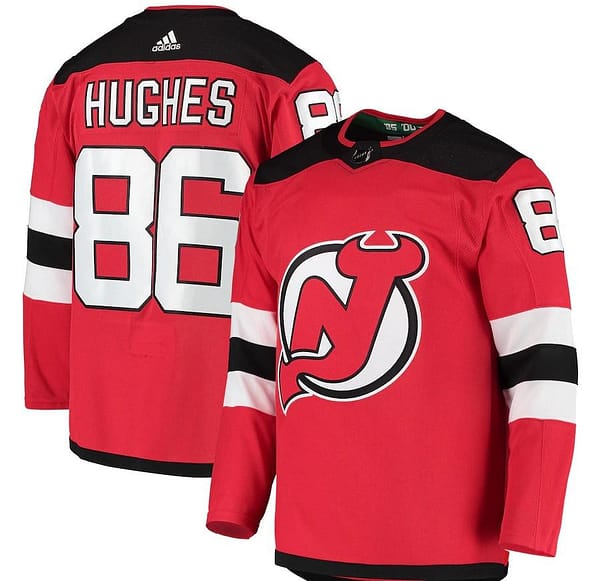 Women's Jack Hughes Red Home Player Team Jersey
