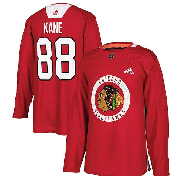 Men's Patrick Kane Red Practice Player Team Jersey