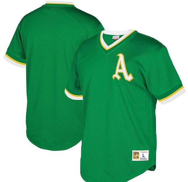 Men's Green Mesh V-Neck Throwback Jersey