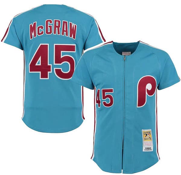 Men's Tug McGraw Light Blue 1980 Player Throwback Jersey