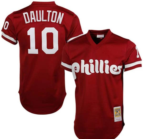 Men's Darren Daulton Red Cooperstown Mesh Batting Practice Throwback Jersey