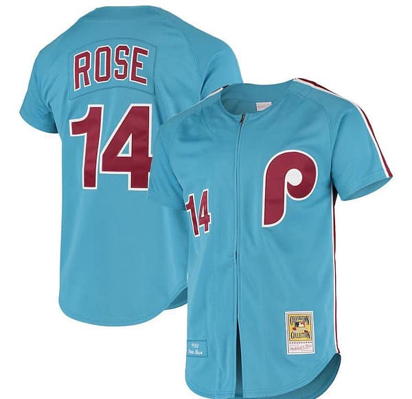 Men's Pete Rose Light Blue Cooperstown Collection Throwback Jersey