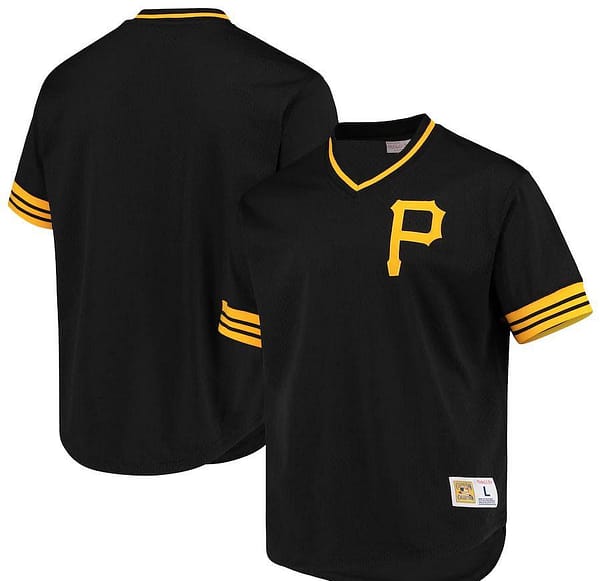 Men's Black Mesh V-Neck Batting Practice Throwback Jersey