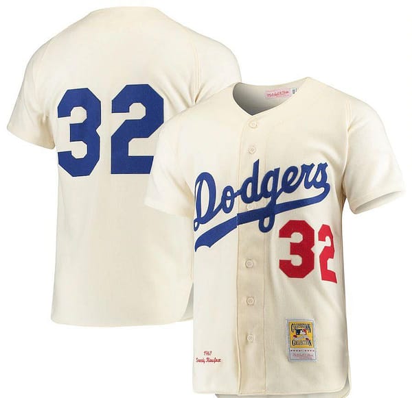 Men's Sandy Koufax Cooperstown Collection Throwback Jersey - Cream