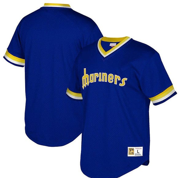 Men's Royal Cooperstown Collection Mesh Wordmark V-Neck Throwback Jersey