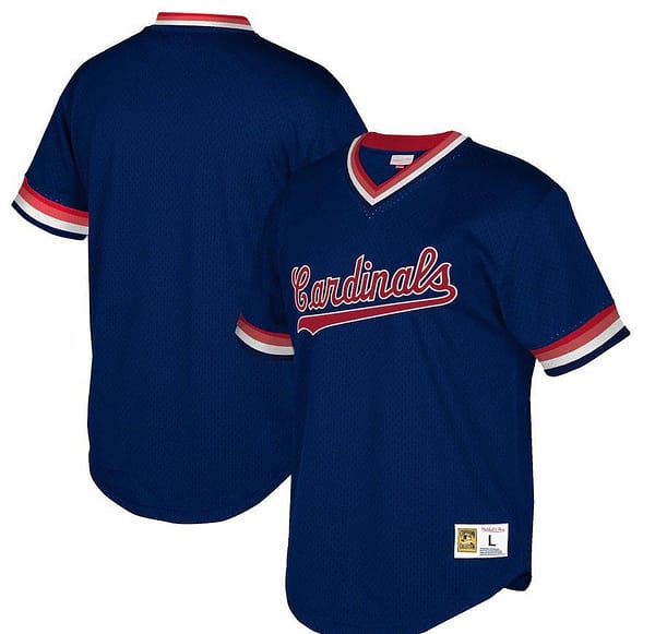 Men's Navy Cooperstown Collection Mesh Wordmark V-Neck Throwback Jersey
