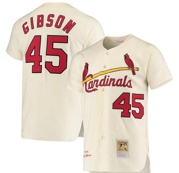 Men's Bob Gibson Cream Cooperstown Collection Throwback Jersey