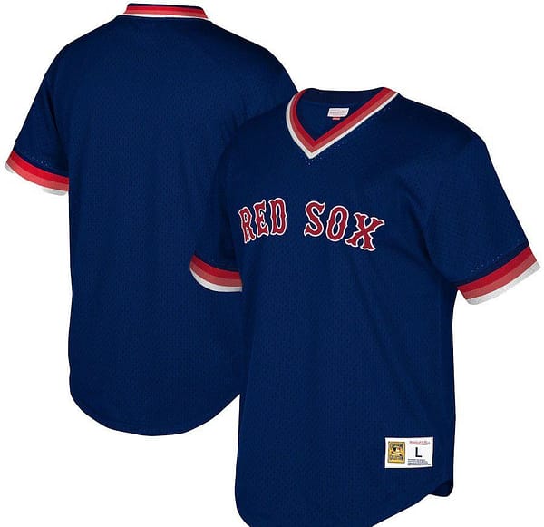 Youth Navy Cooperstown Collection Mesh Wordmark V-Neck Throwback Jersey